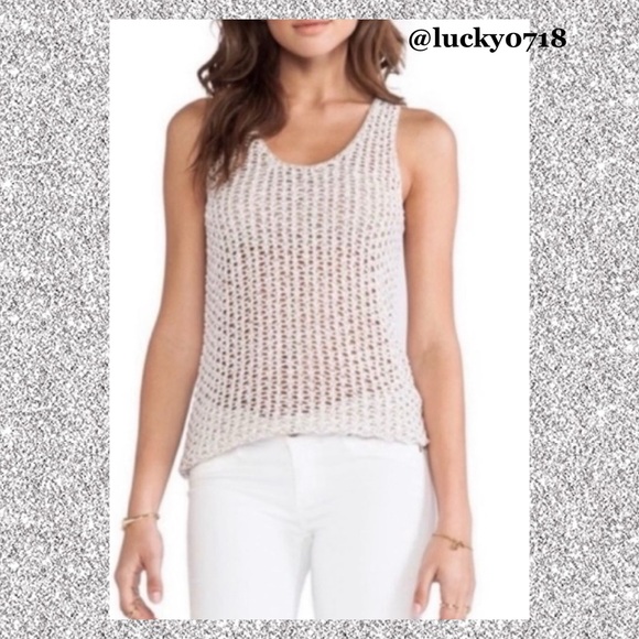 360 Sweater NWOT White Crochet Knit Racerback Tank Sz S - Picture 1 of 6